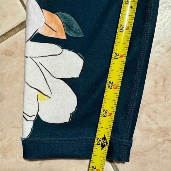 Athleta Leggings Floral Elation 7/8 54023 Dark Teal Peach Green Size Small - Picture 6 of 9